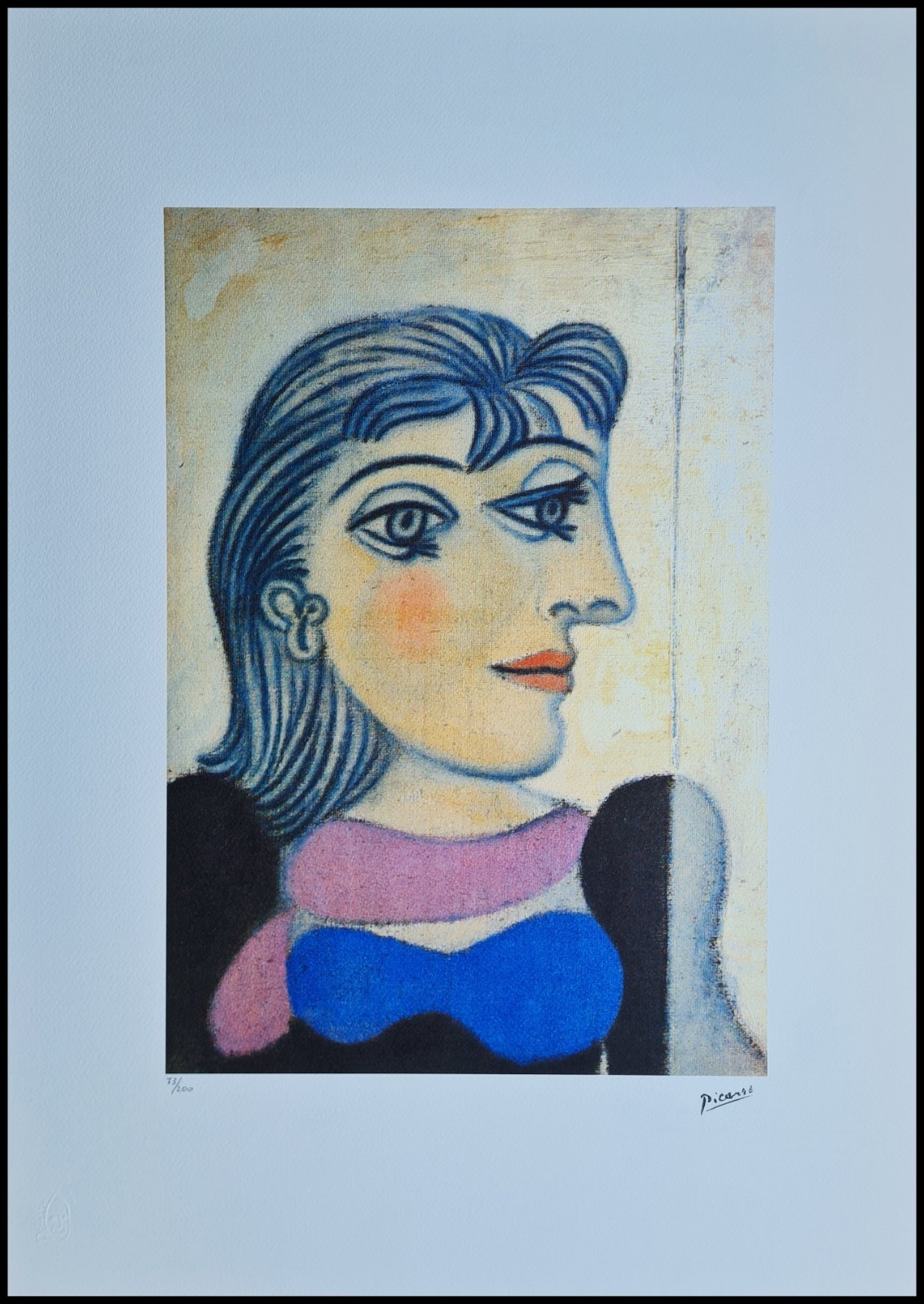 PABLO PICASSO *Portrait of Dora Maar*70×50 cm*Signed Lithograph*Limited # 73/200