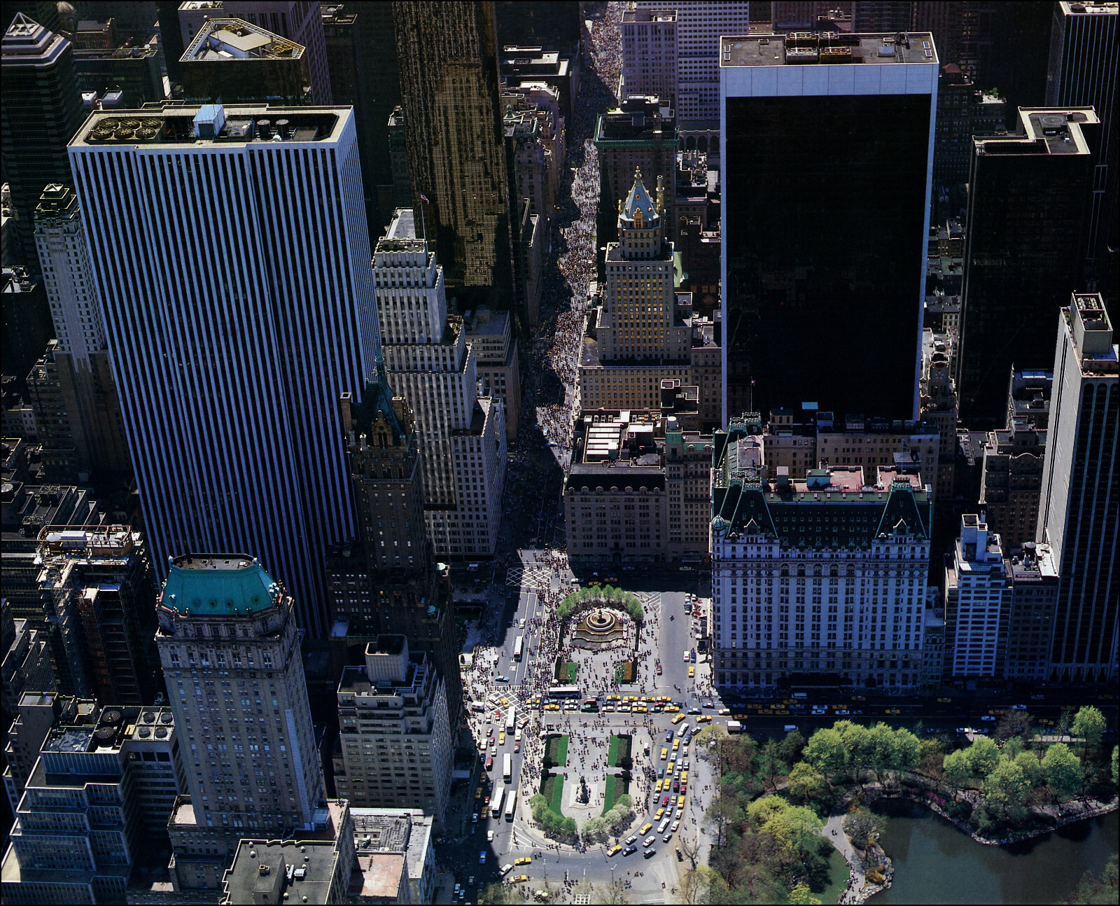 1988 Vintage Print The Plaza Urban Skyline New York City Aerial View East Coast