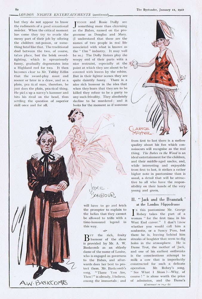 BABES IN THE WOOD at the New Oxford Theatre – 2x Antique Prints 1922