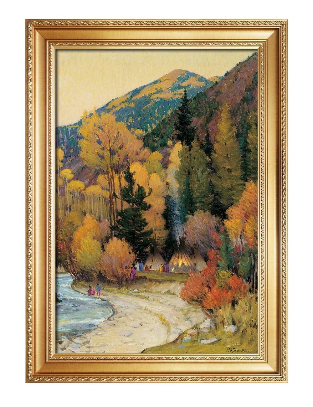 Joseph Henry Sharp: Apache Camp in Hondo Cañon, Total Size: 28.75×20.75