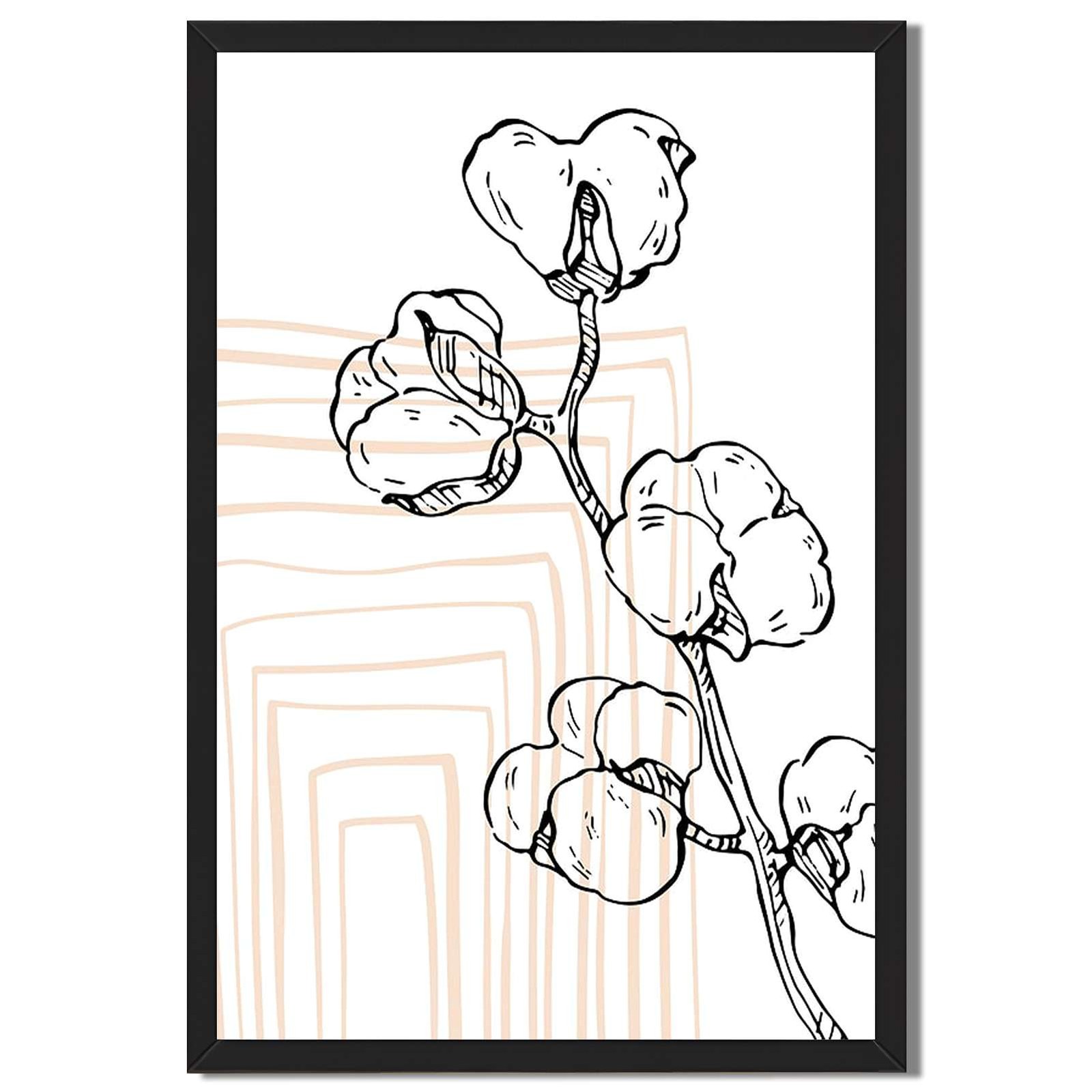 Cotton Flower Framed Canvas Print Minimalist Wall Art Elegant Home Decor