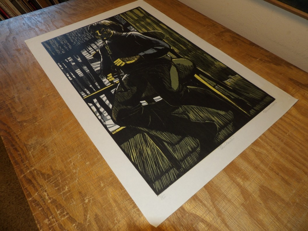 Hanne Greaver “The Chanter” LIMITED EDITION COLOR WOODCUT LAKESIDE STUDIO 1972