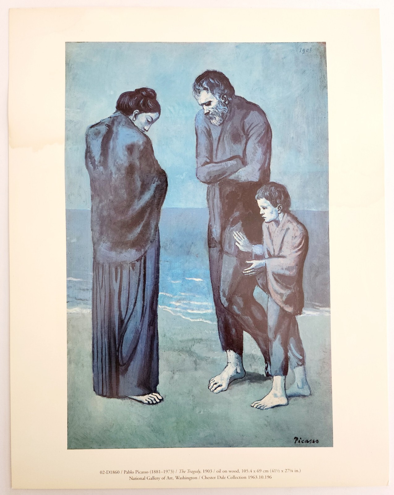 C1960s The Tragedy Pablo Picasso Art Print Family On The Beach Vintage HM2C