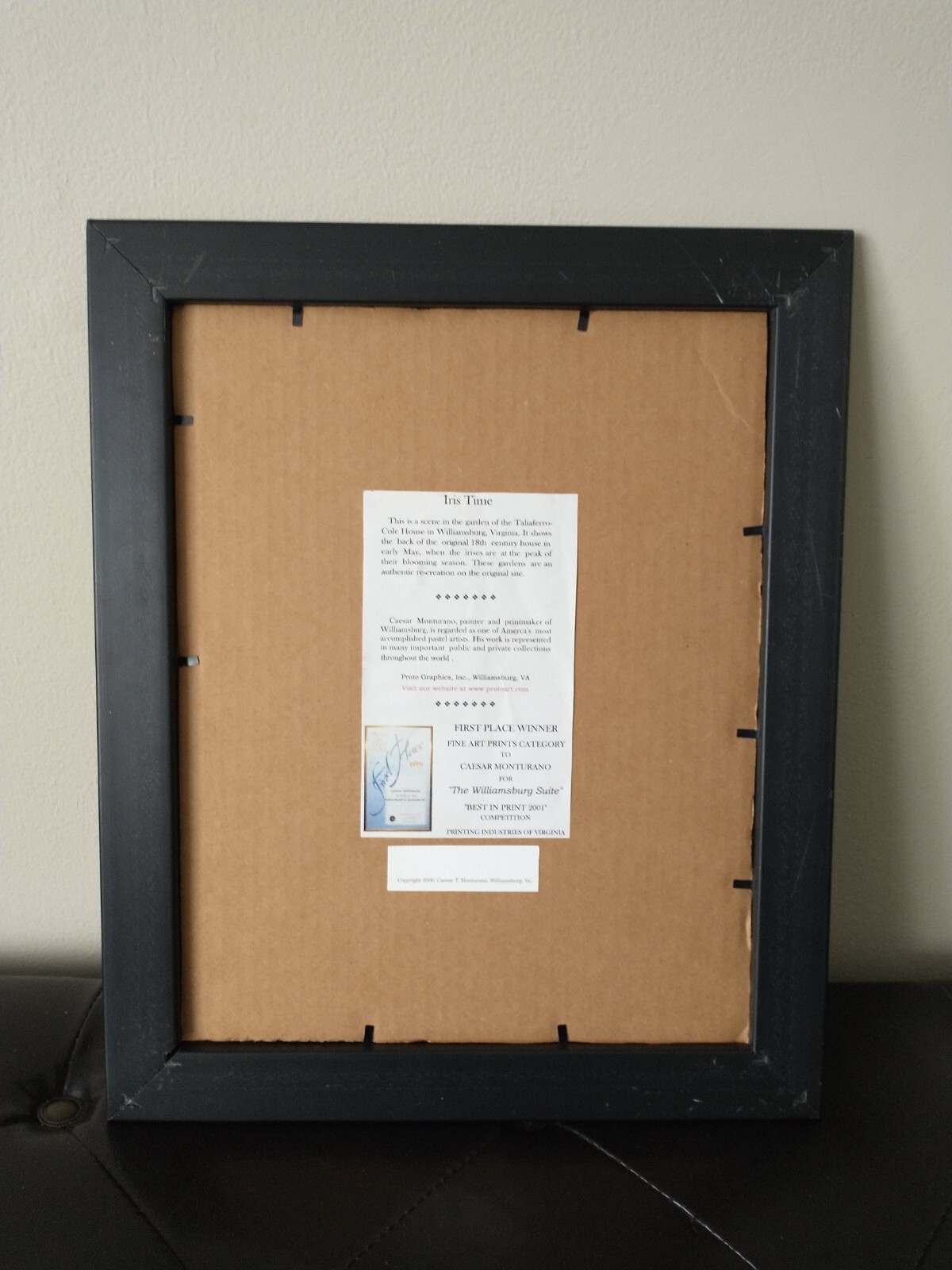 Caesar Monturano signed print Iris Time, year 2000, framed, very good condition