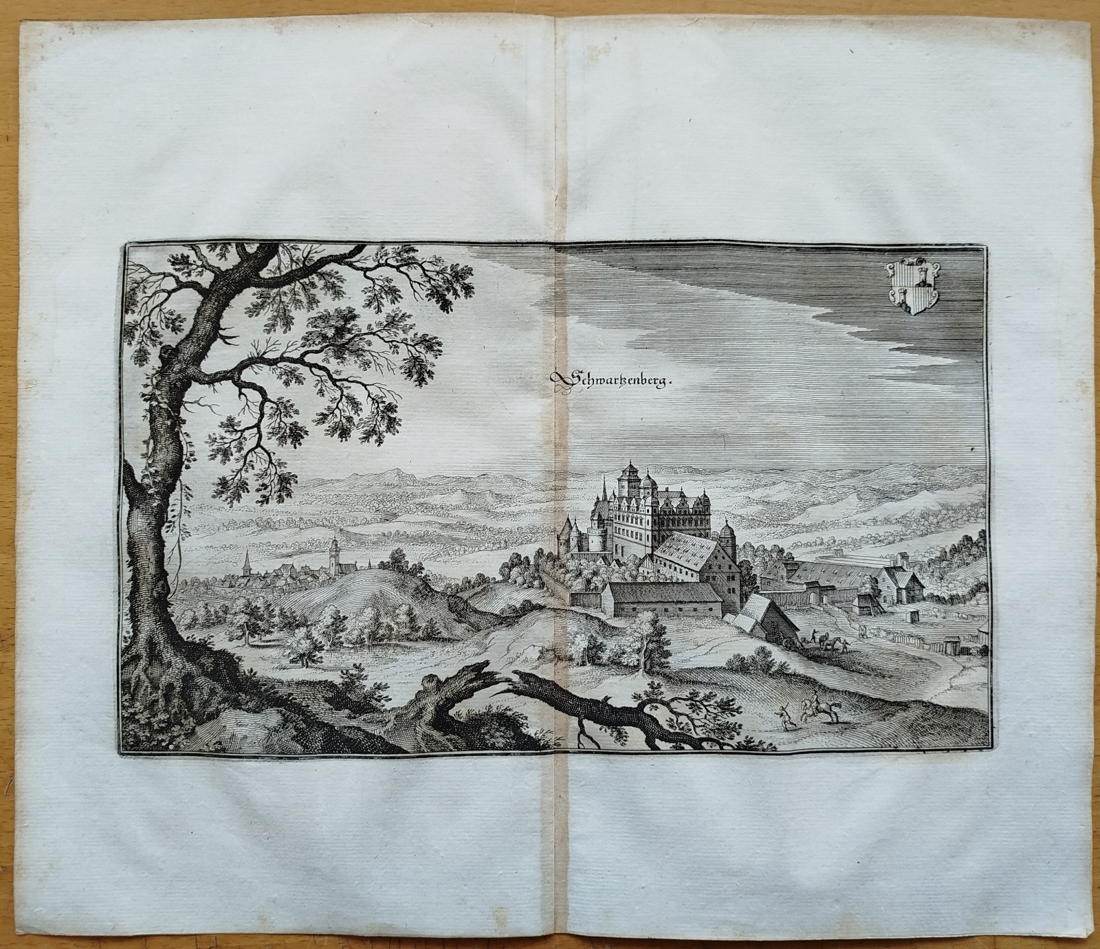 Schloss Schwarzenberg Scheinfeld # Merian Franken original copperplate # 1650