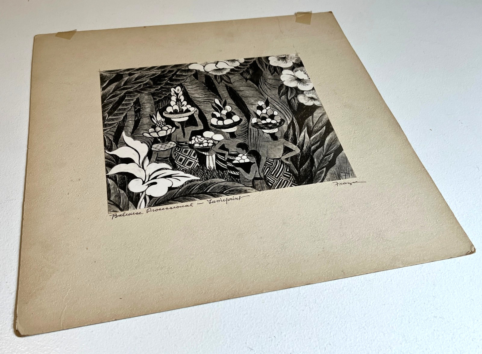 Antique Art Print ‘Balinese Processional’ by Hazel Frazee, Chicago