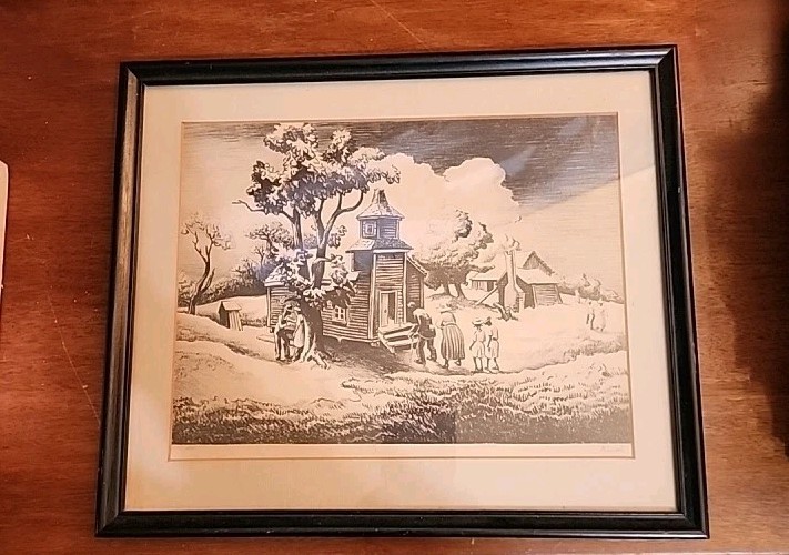 THOMAS HART BENTON REPRODUCTION SUNDAY MORNING, 1939 Framed 10.75″ x 12.75″