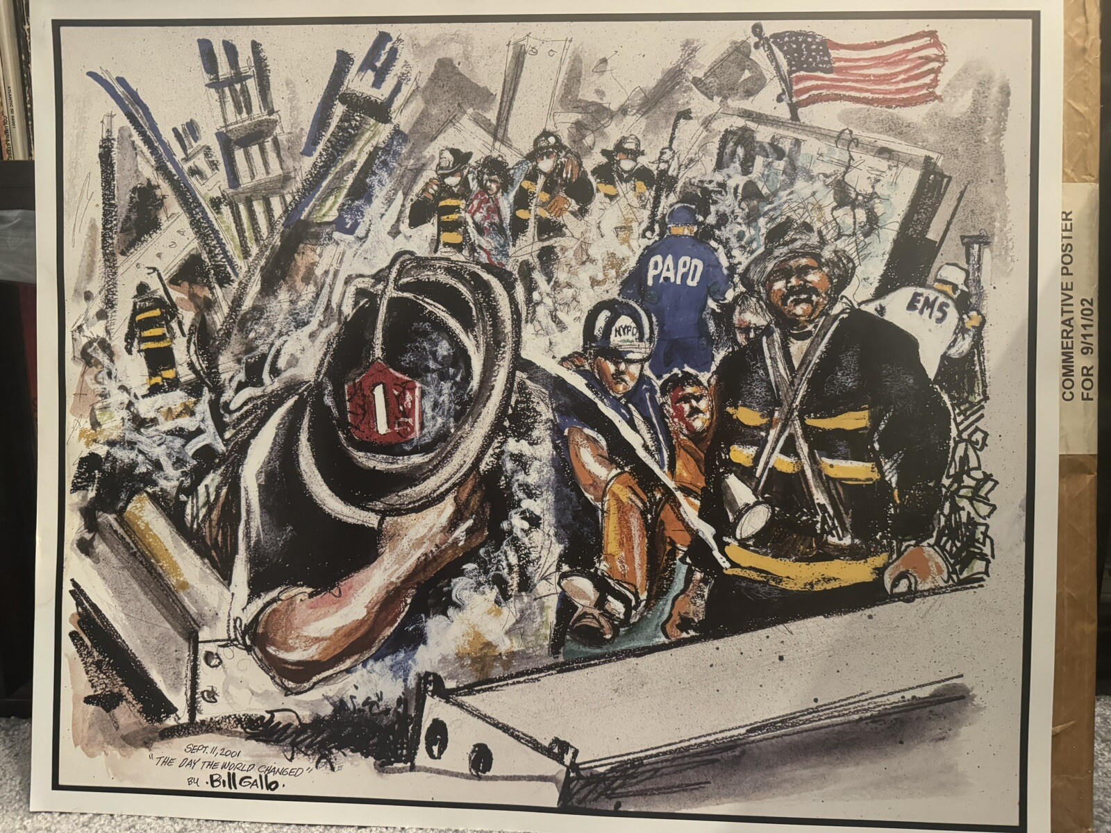 Bill Gallo “THE DAY THE WORLD CHANGED ” 9/11 Police FDNY 19×23 Poster
