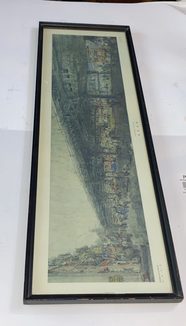 Vintage 1955 Lithograph “The Bowery, New York” Chen Chi Mid Century Art 30”x10”