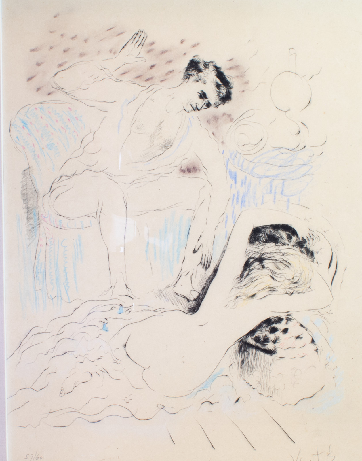 Marcel Vertes 1895-1961 Signed Colored Etching Figaro Gallery 57/60 Nude