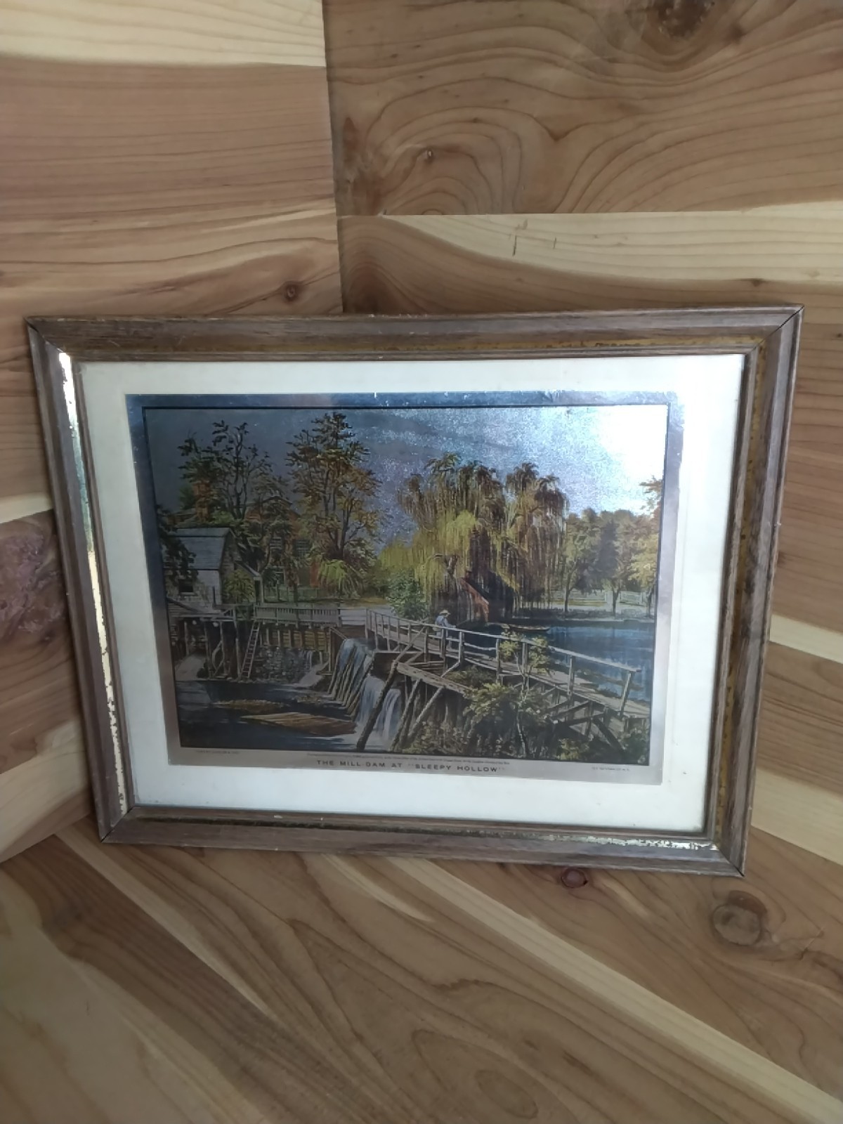 Collectible Hand- Colored Liyhograph Print ( Mill-dam At Sleepy Hollow Fictional