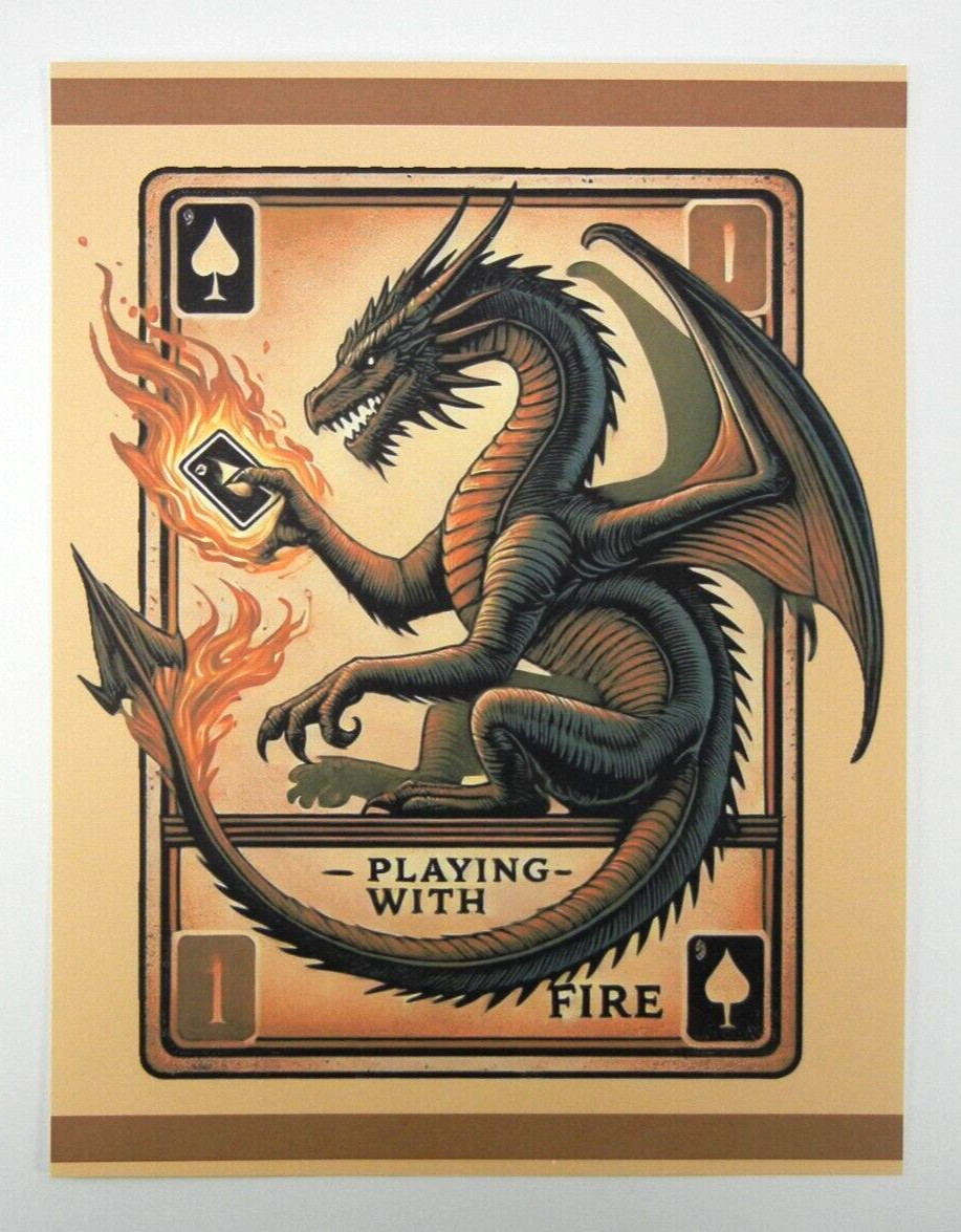 Playing With Fire Dragon Fine Art Paper Matte Borderless Print 8.25″ x 10.75″
