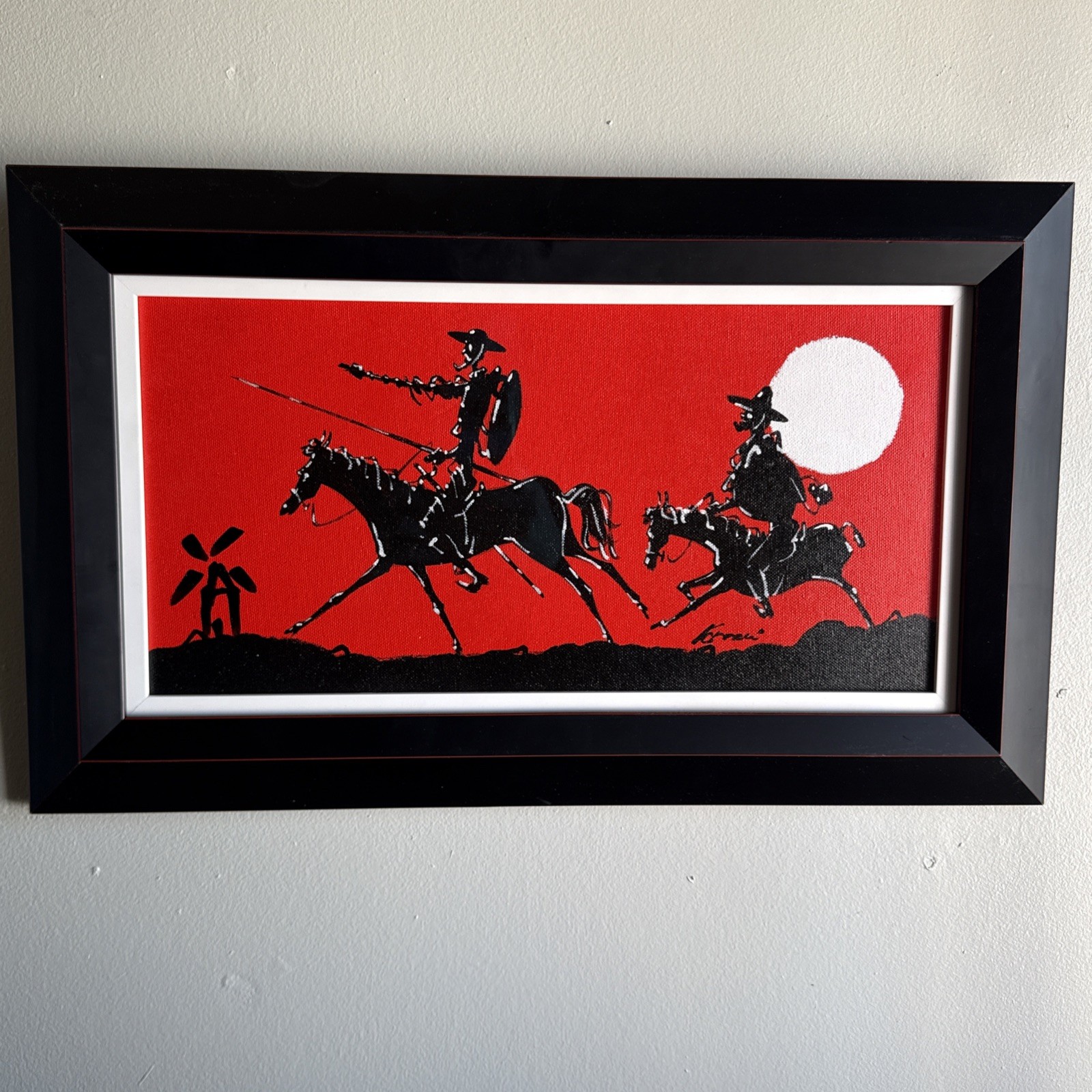 Don Quixote & Sancho Panza on horseback – Framed and Signed