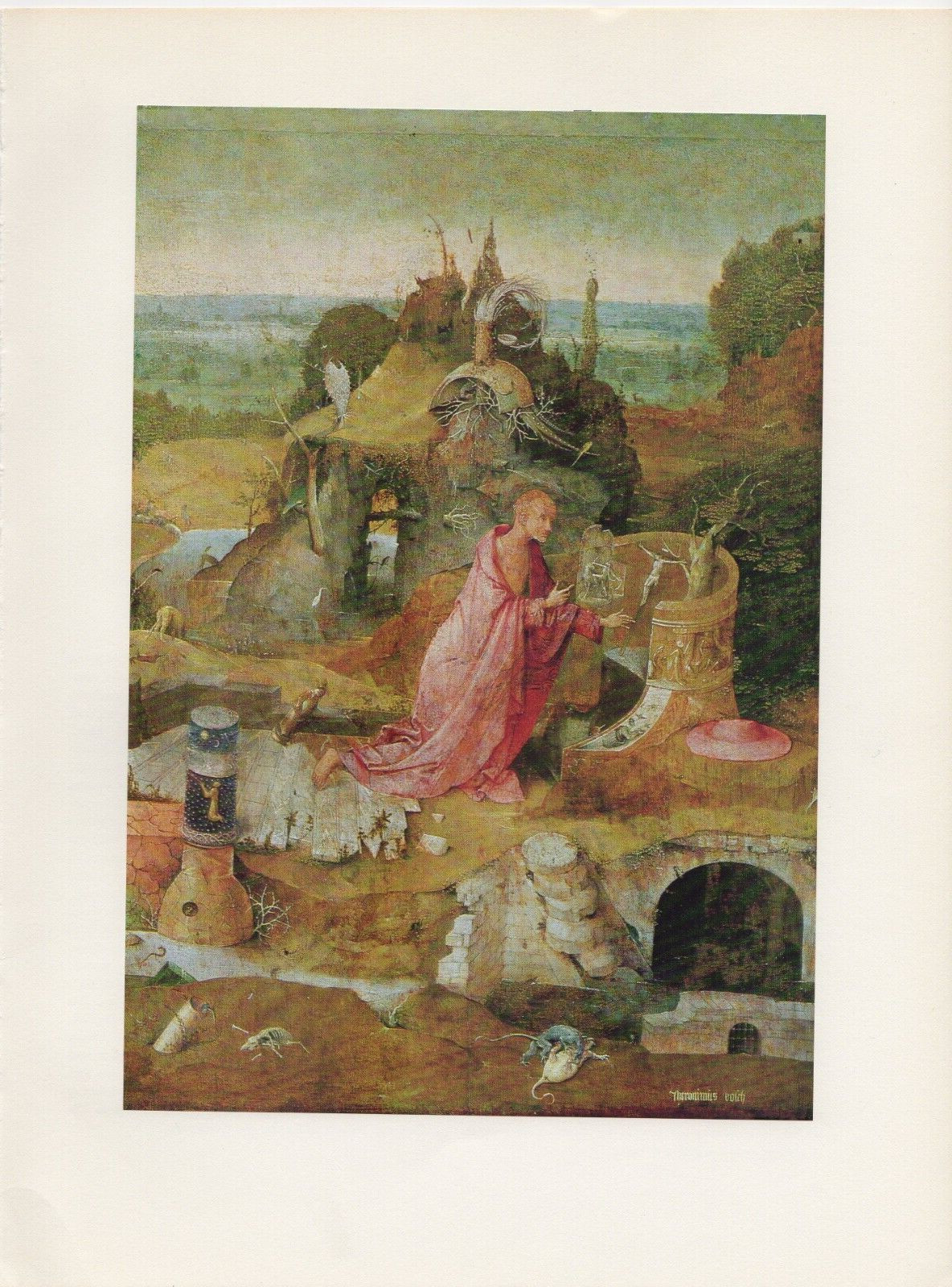 1971 Vintage HIERONYMUS BOSCH “ALTARPIECE OF THE HERMITS” COLOR Art Lithograph