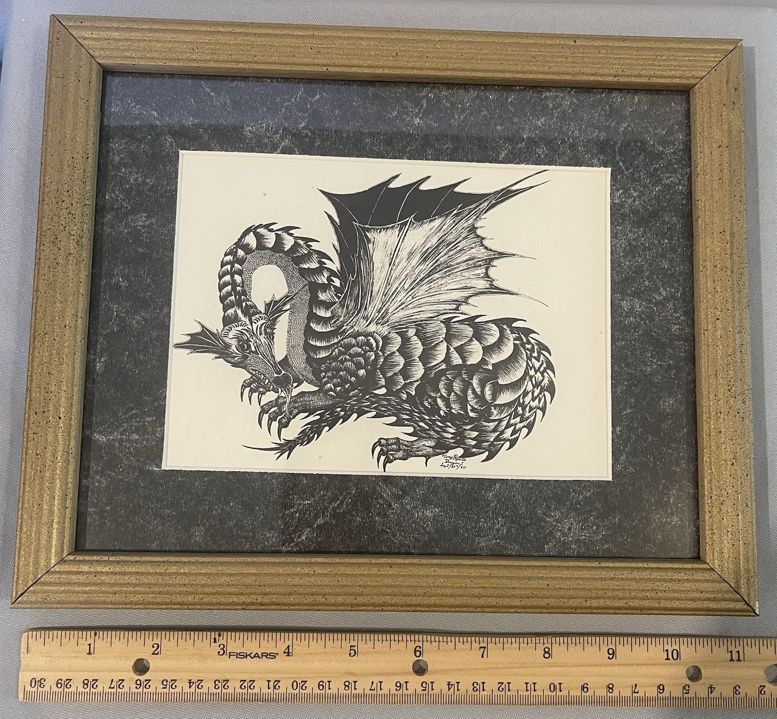 Dragon Mouth Drawing Print by Tony Ryals 1985 Fantasy Art Vintage Illustration