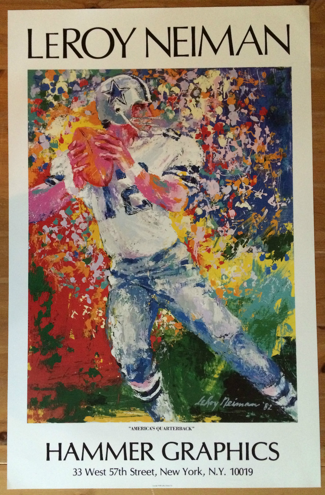 LeRoy Neiman Lithograph “Dallas Cowboy” Football Made in 1983