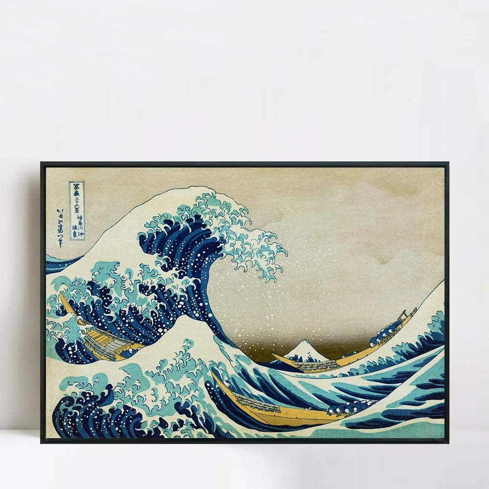 Framed Giclee Print Great Wave of Kanagawa by Katsushika Hokusai Wall Art 28″x40