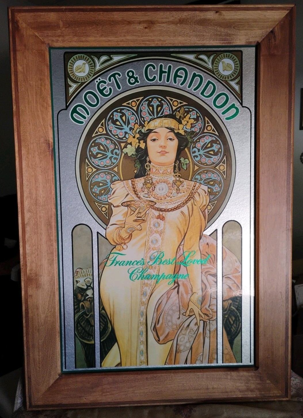 Moet & Chandon 21×30 In Framed Lithograph On Board Alphonse Mucha Bar, Advert…
