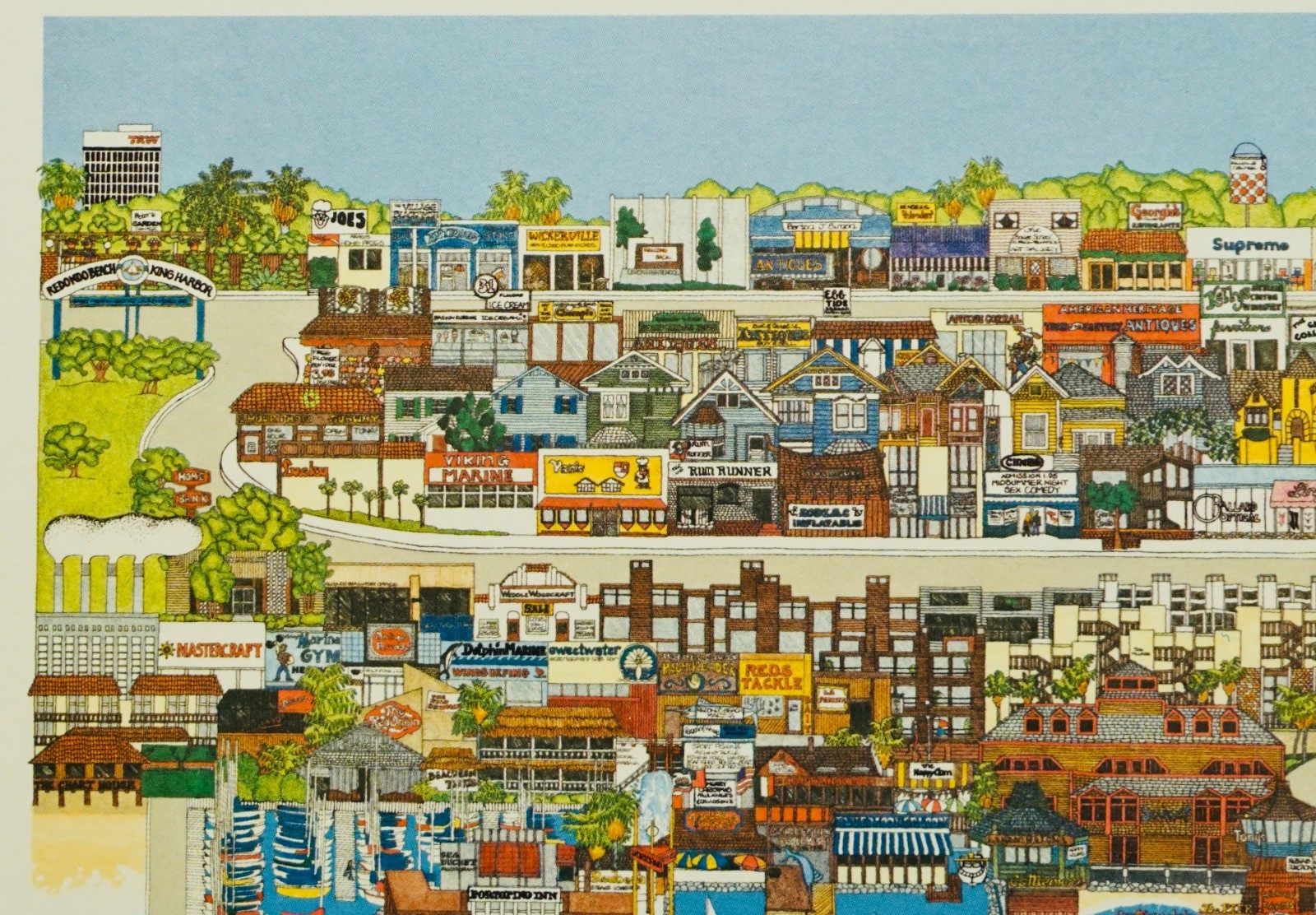 SIGNED 1982 “Redondo Beach”Lithograph by Jan Davidson Professionally Framed