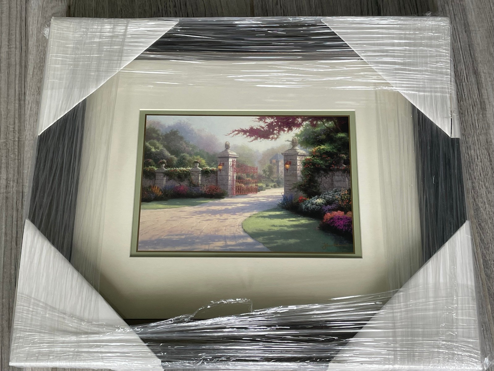 Thomas Kinkade Summer Gate Framed Matted Lithograph Print 19×16 in