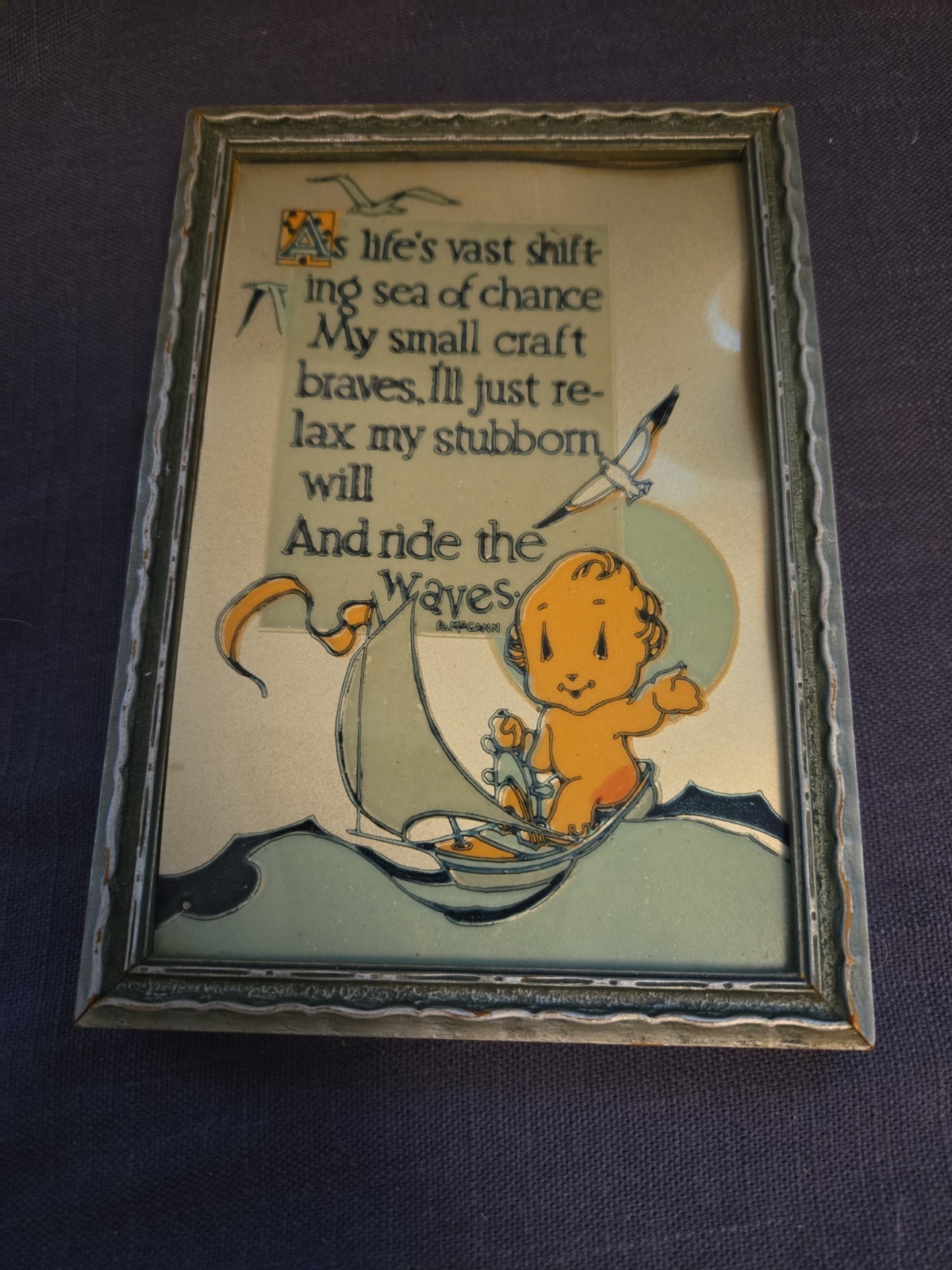 Buzza framed poem R. McCann baby boat ocean gift motto non breakable
