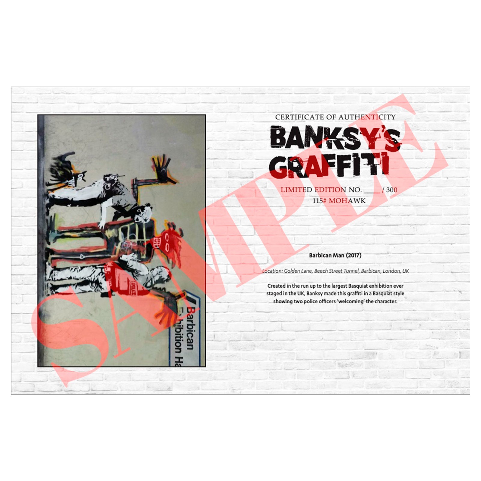 Banksy’s Graffiti | Barbican Man 24×36″ (Horizontal) Art Print | Limited Edition