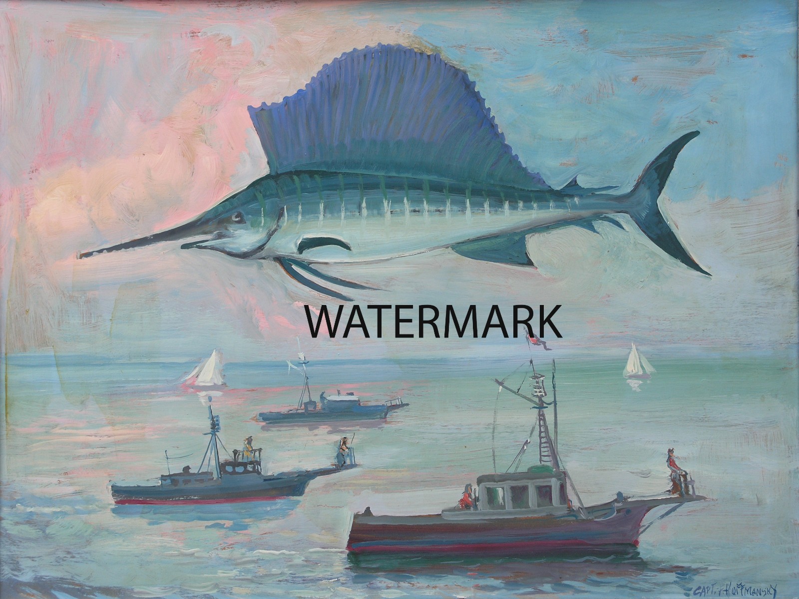 Frank B Hoffman – Swordfish Fleet Nantucket Sailfish – 13×19 REPRODUCTION
