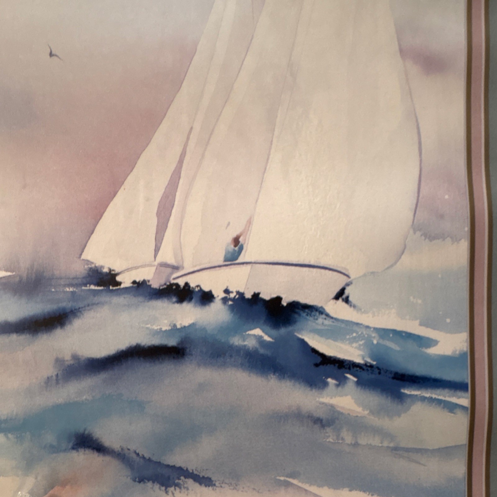 Vintage Gloria Vanderbilt Collection lithograph print Signed Madden Sailboat