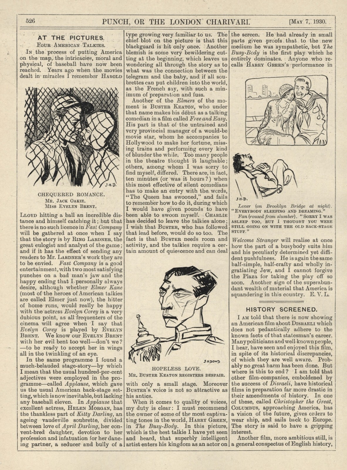 1930 MOVIE REVIEW: Harold Lloyd, Buster Keaton, Harry Green, Free and Easy