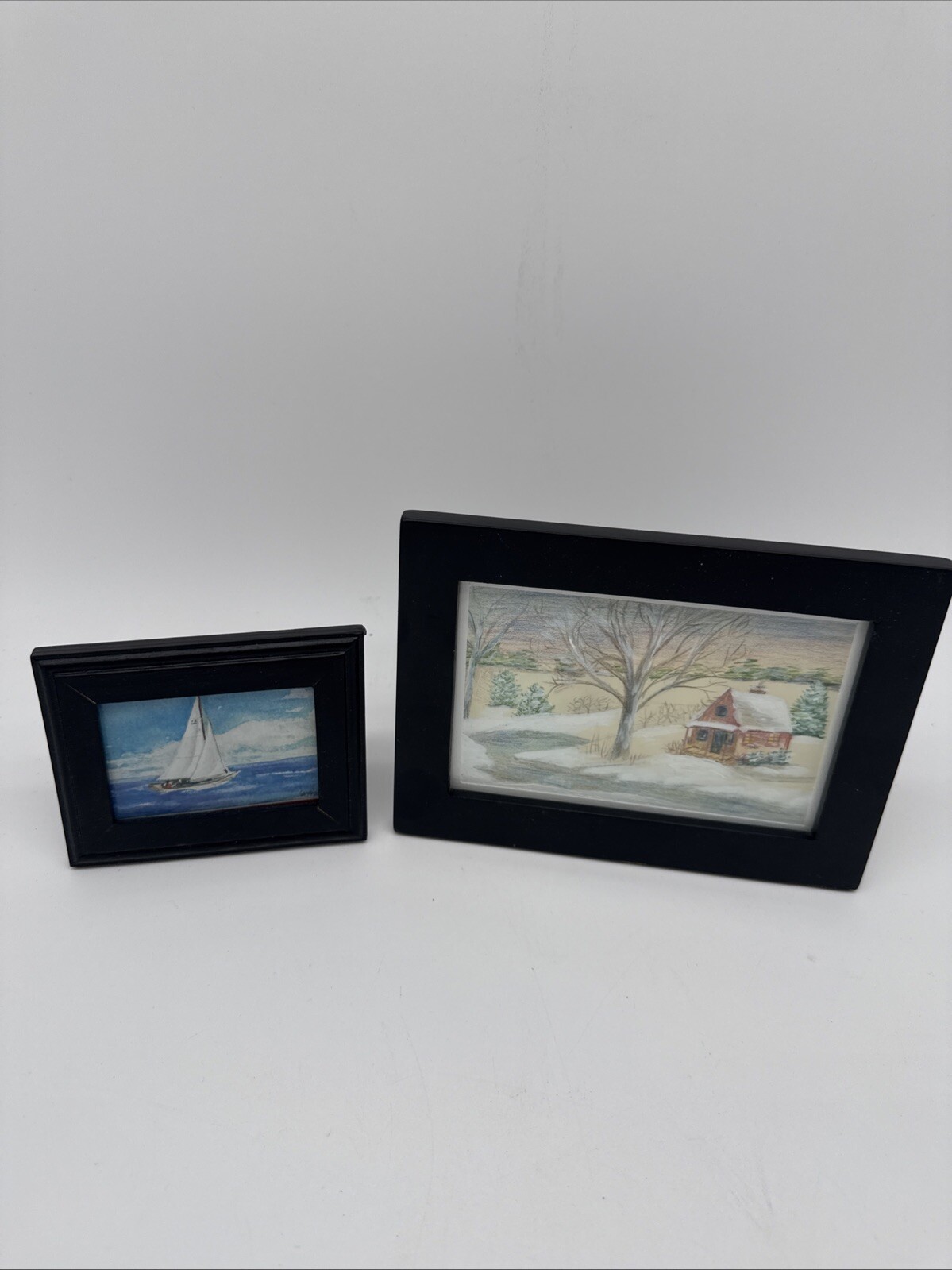 Small Framed Art 7.5″x5.5″ and 3.5″x4.5″ Frames Lot of 2
