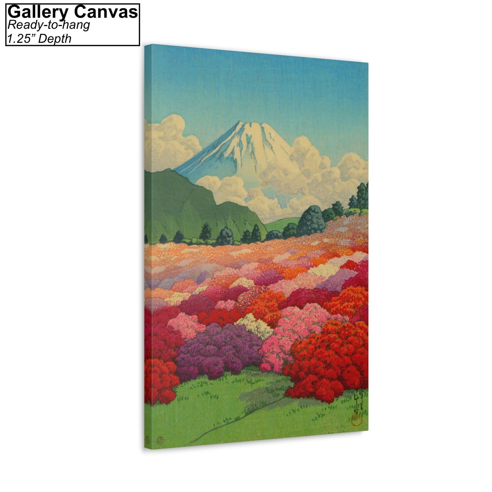 View of an Azalea Garden and Mount Fuji by Kawase Hasui Canvas/Poster Wall Art