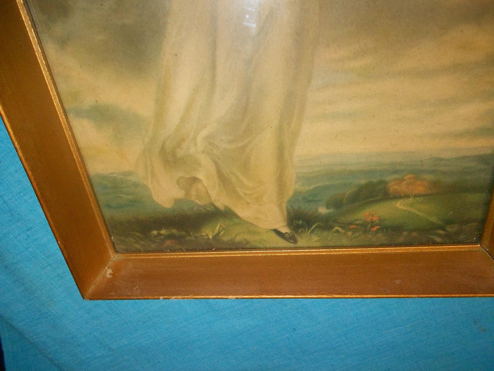 Vintage 1970s Framed Pinkie Lady Lithograph Print Thomas Lawrence