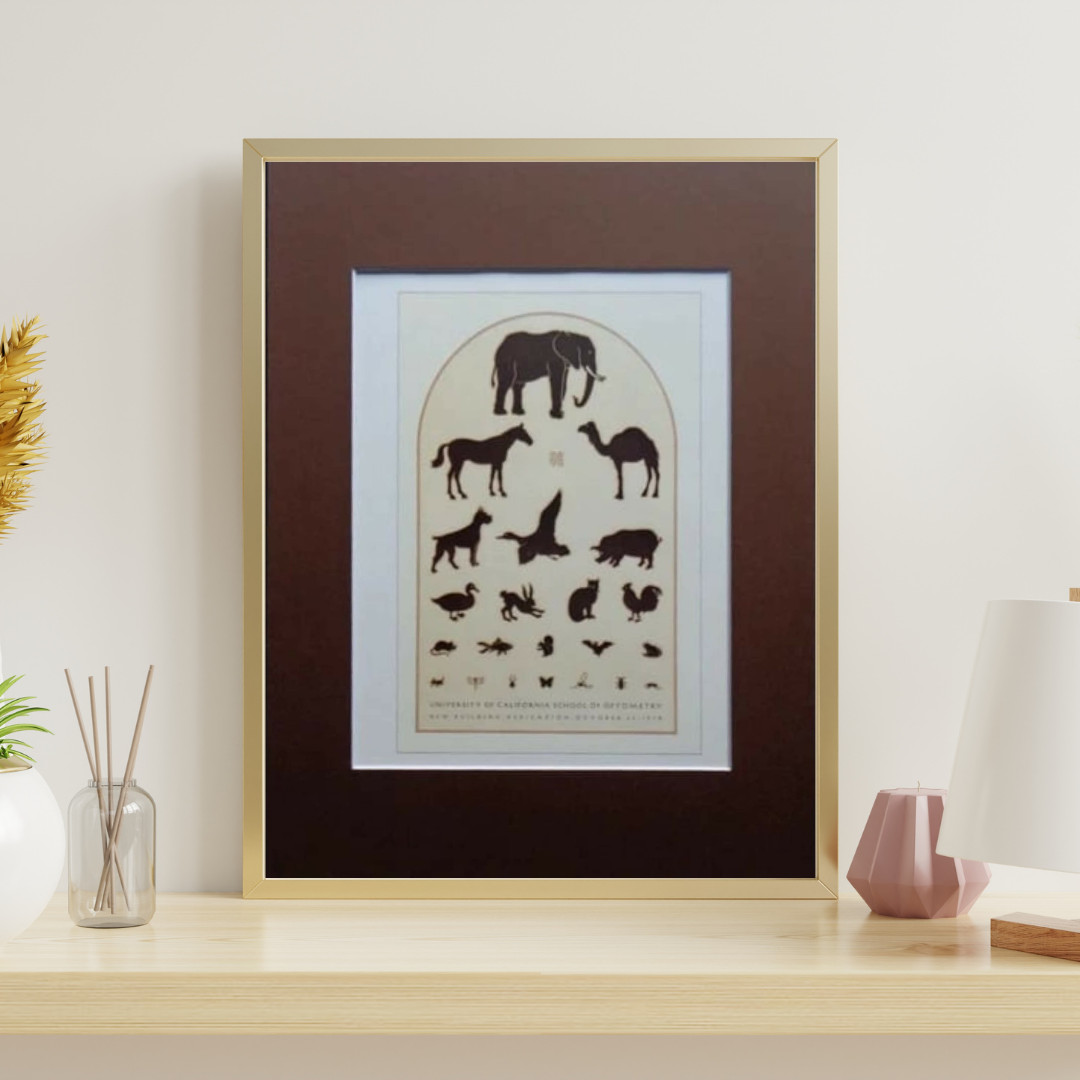 David Lance Goines UCSF Optometry Animal Eye Chart Art Print Matted 11×14