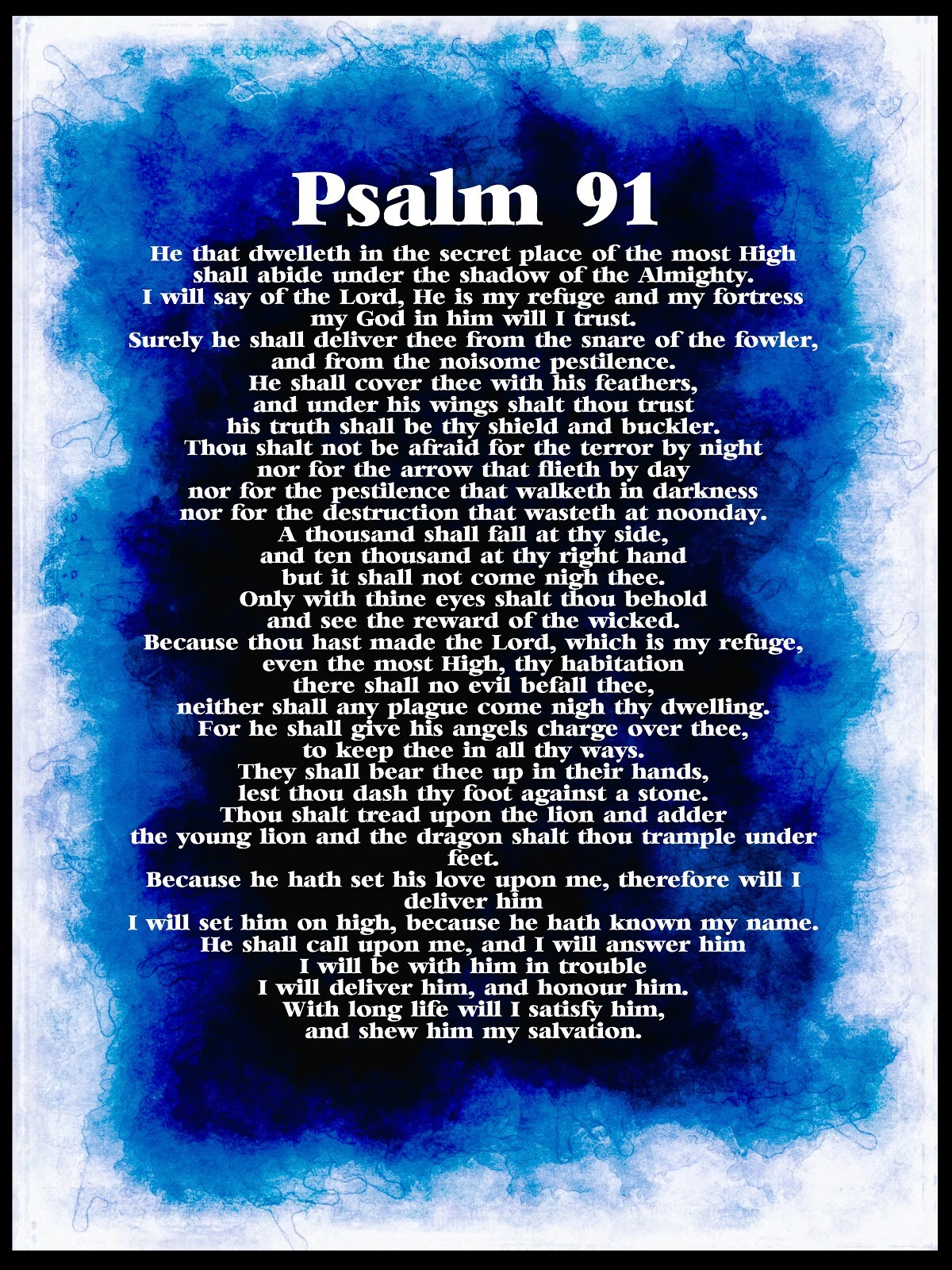 Psalm 91 He Will Call Upon Me and I Will Answer Him Bible Verse 7-1/2″x10″ Print