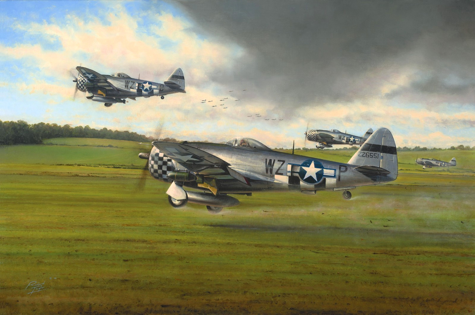 Days of Thunder by Richard Taylor aviation art signed by a WW2 P-47 Fighter Ace
