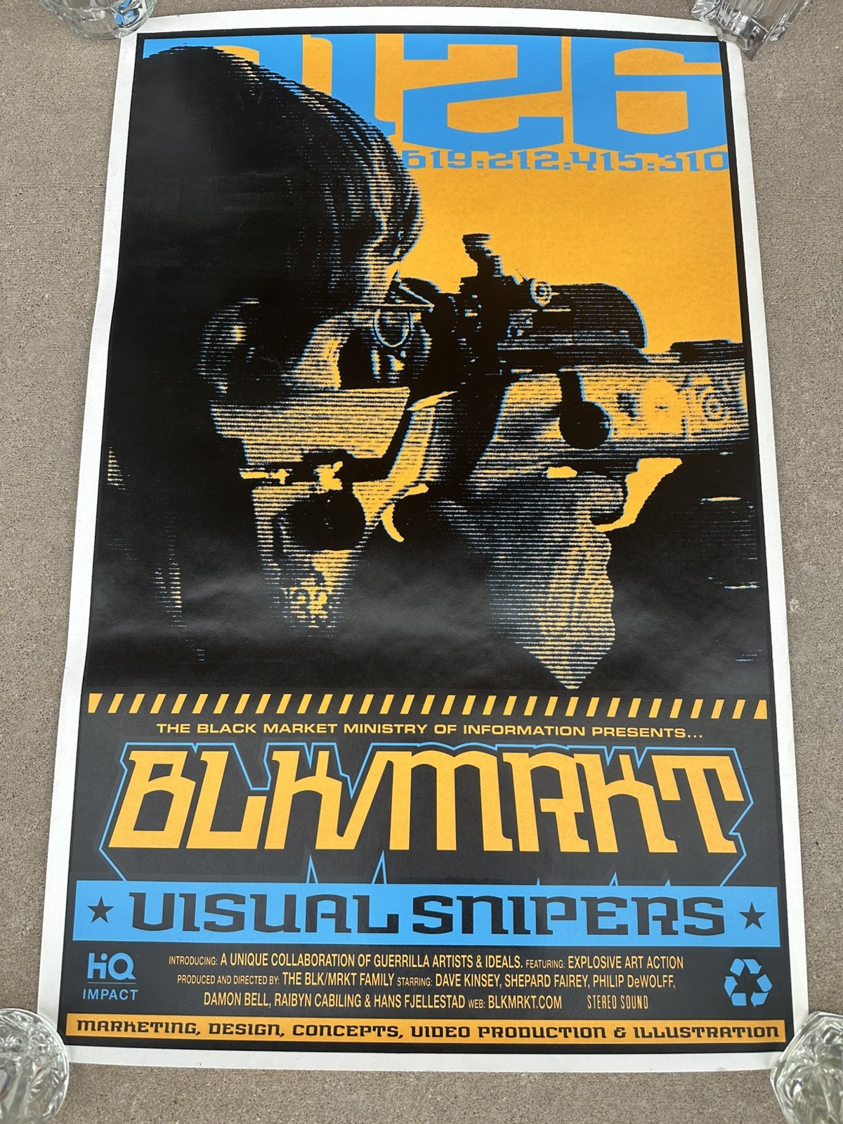 RARE Shepard Fairey BLK/MRKT 1998 Print Poster Obey Giant VISUAL SNIPERS BANKSY