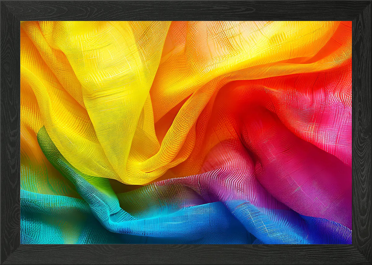 Rainbow Fabric Aesthetic Texture Framed Wall Art Poster Canvas Print Picture
