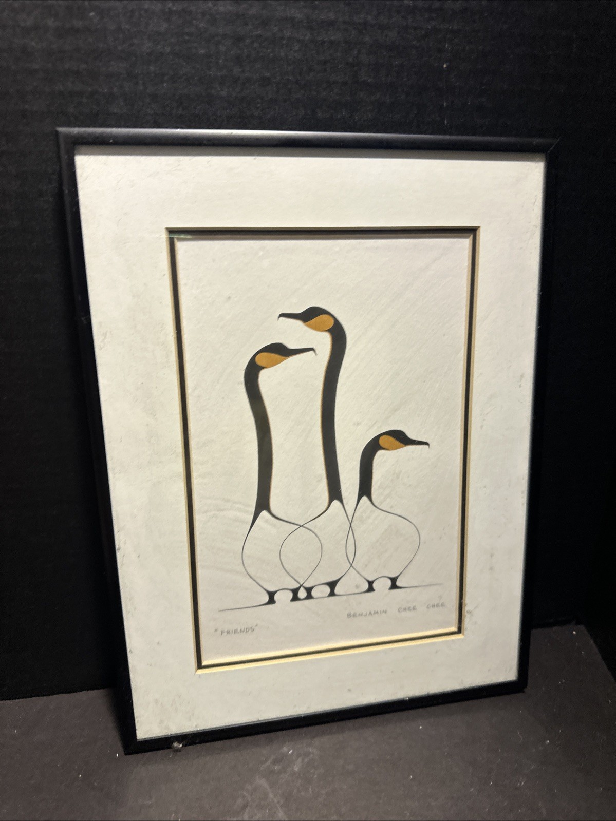 Benjamin Chee Chee “Friends” Geese Art Print Framed 12×10 Native Style