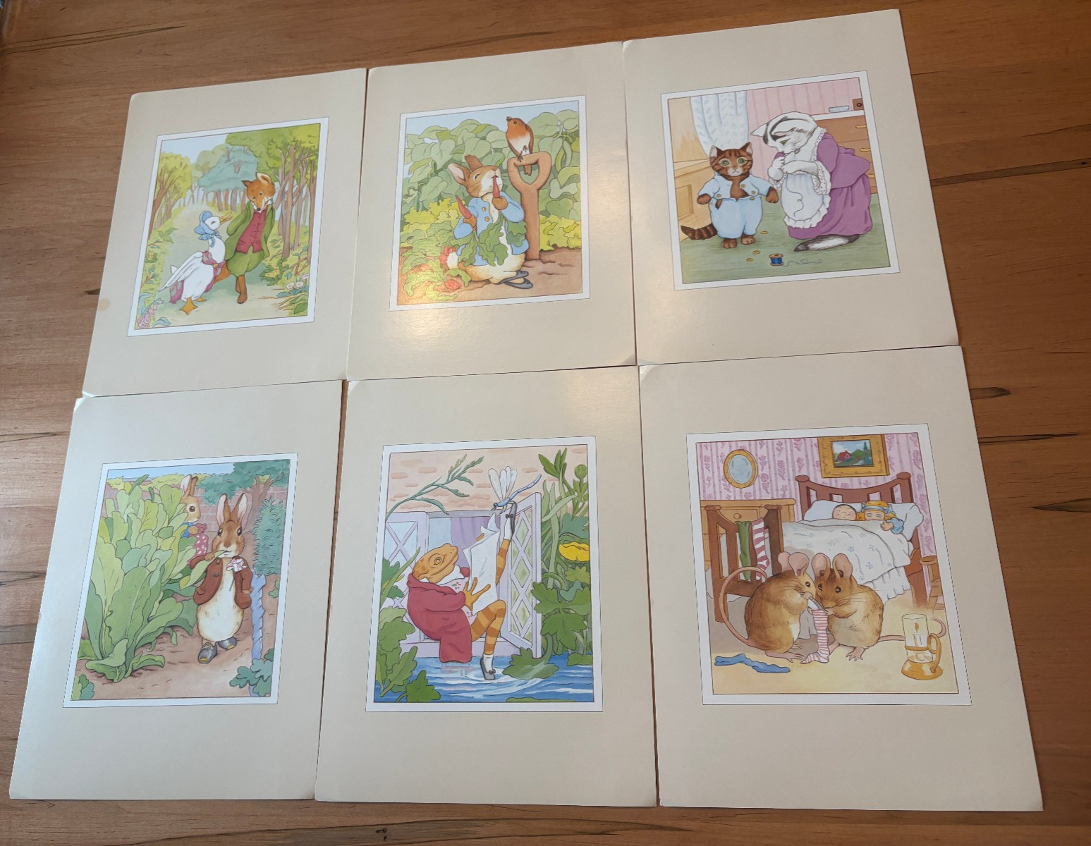 Vtg 1992 Favorite BEATRIX POTTER Character 9×12 Prints by Anna Pomaska Lot of 6