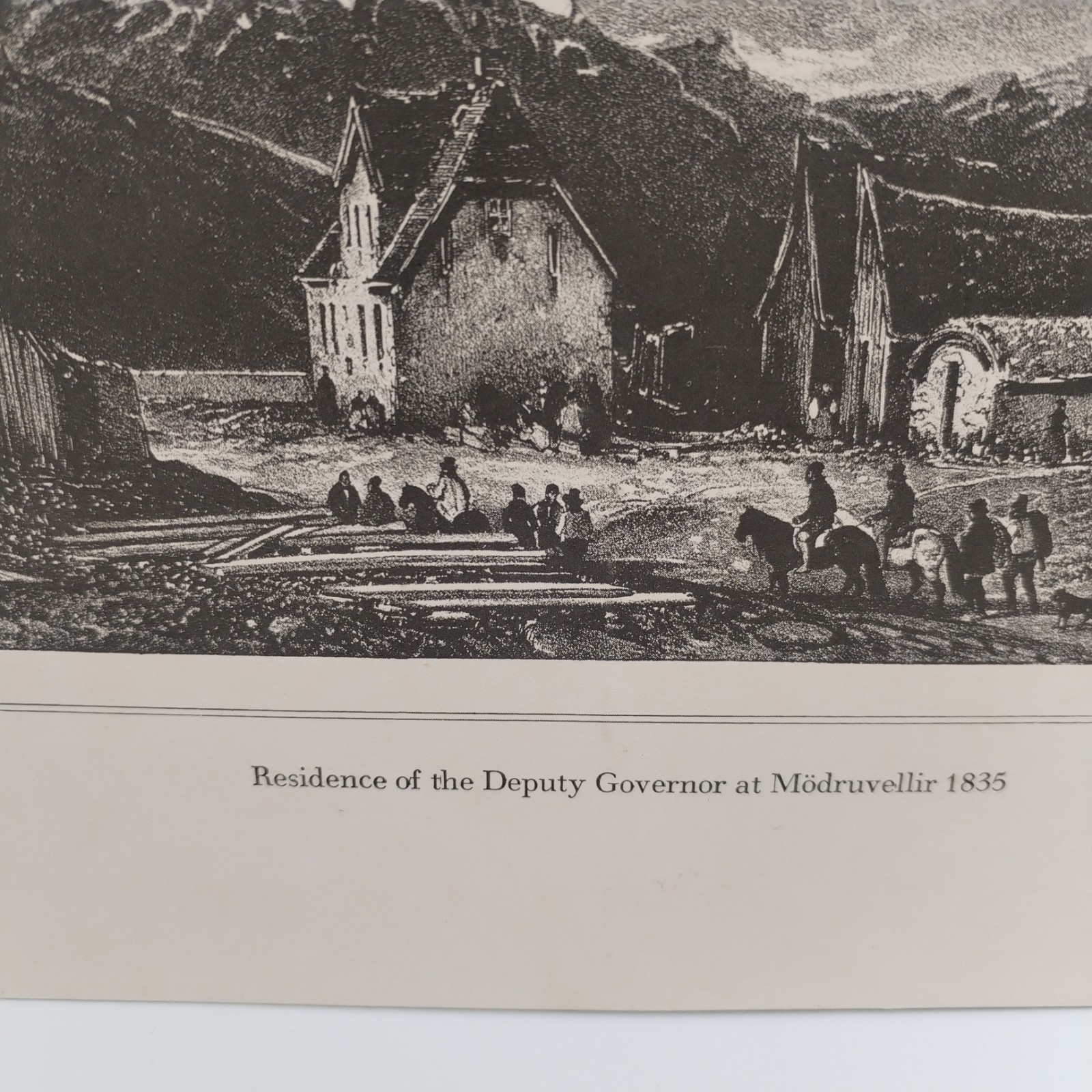 Antique 1842 Iceland Lithograph Mödruvellir Residence Auguste Mayer Art Print