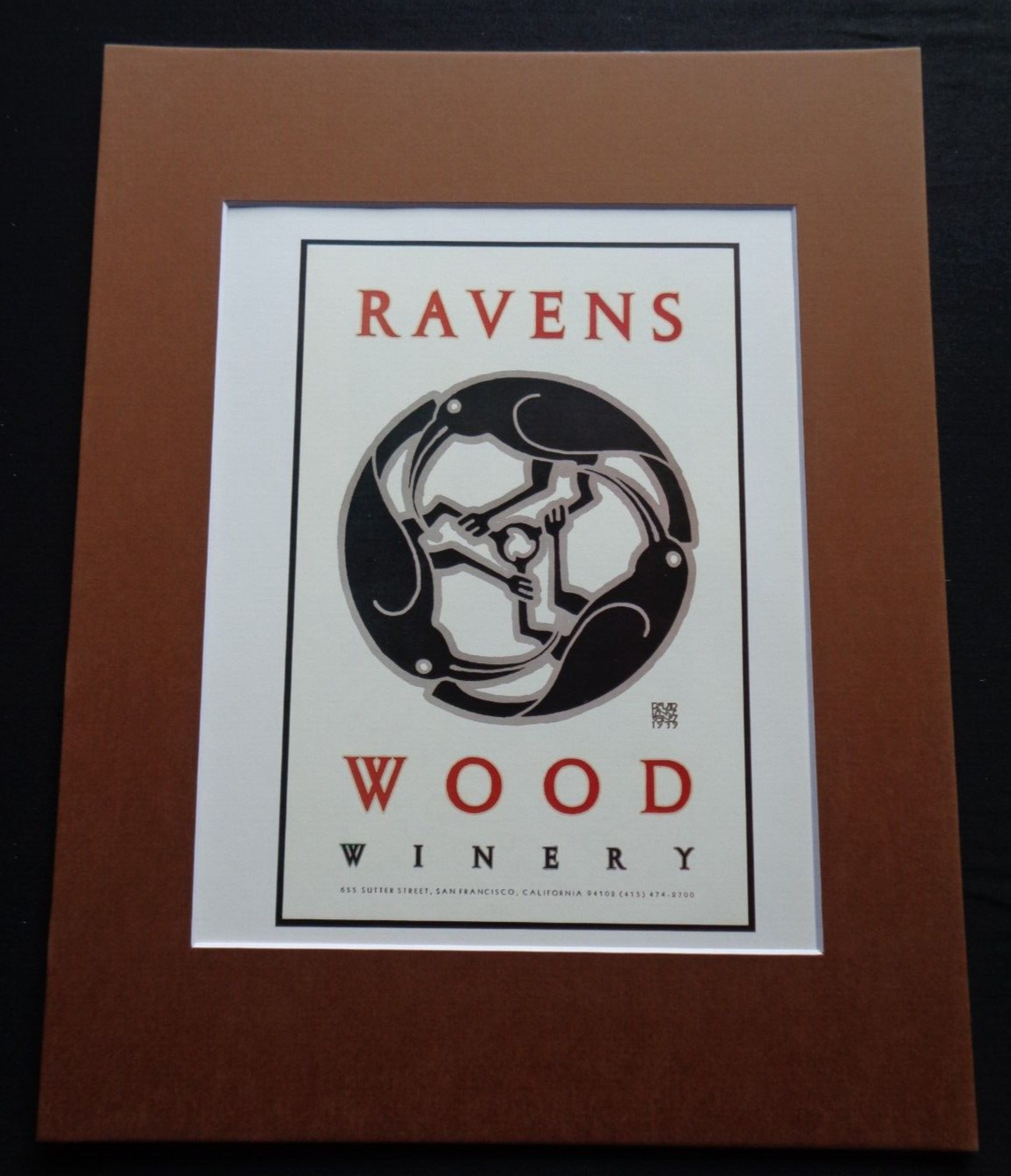 David Lance Goines Ravenswood Winery Bird Matted Art Print Poster