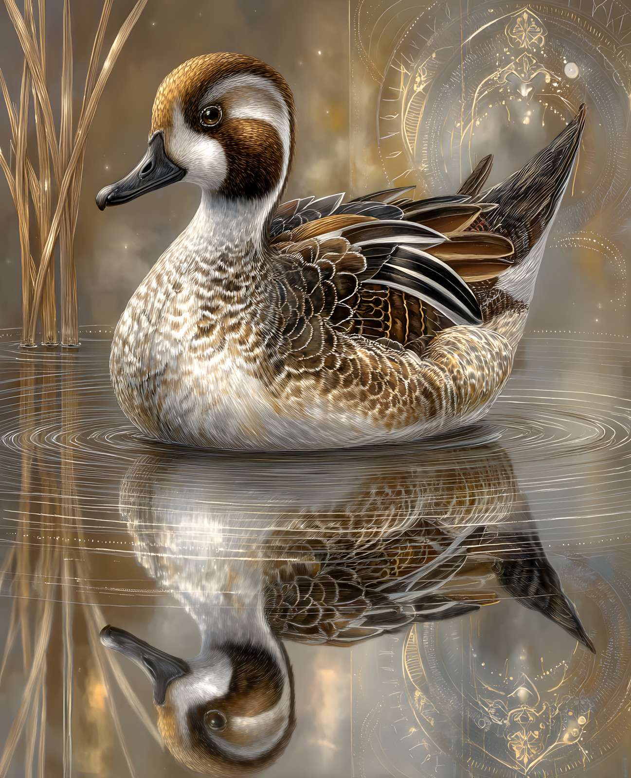 8×10 Cottagecore Storybook Peaceful Duck on Water Art Print – 290186778