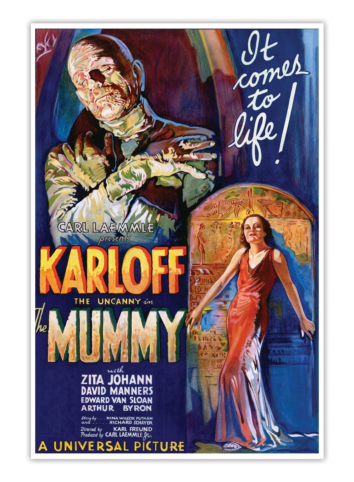 Comes to Life The Mummy Karloff Old Movie Poster Fine Art Print Original Reprint