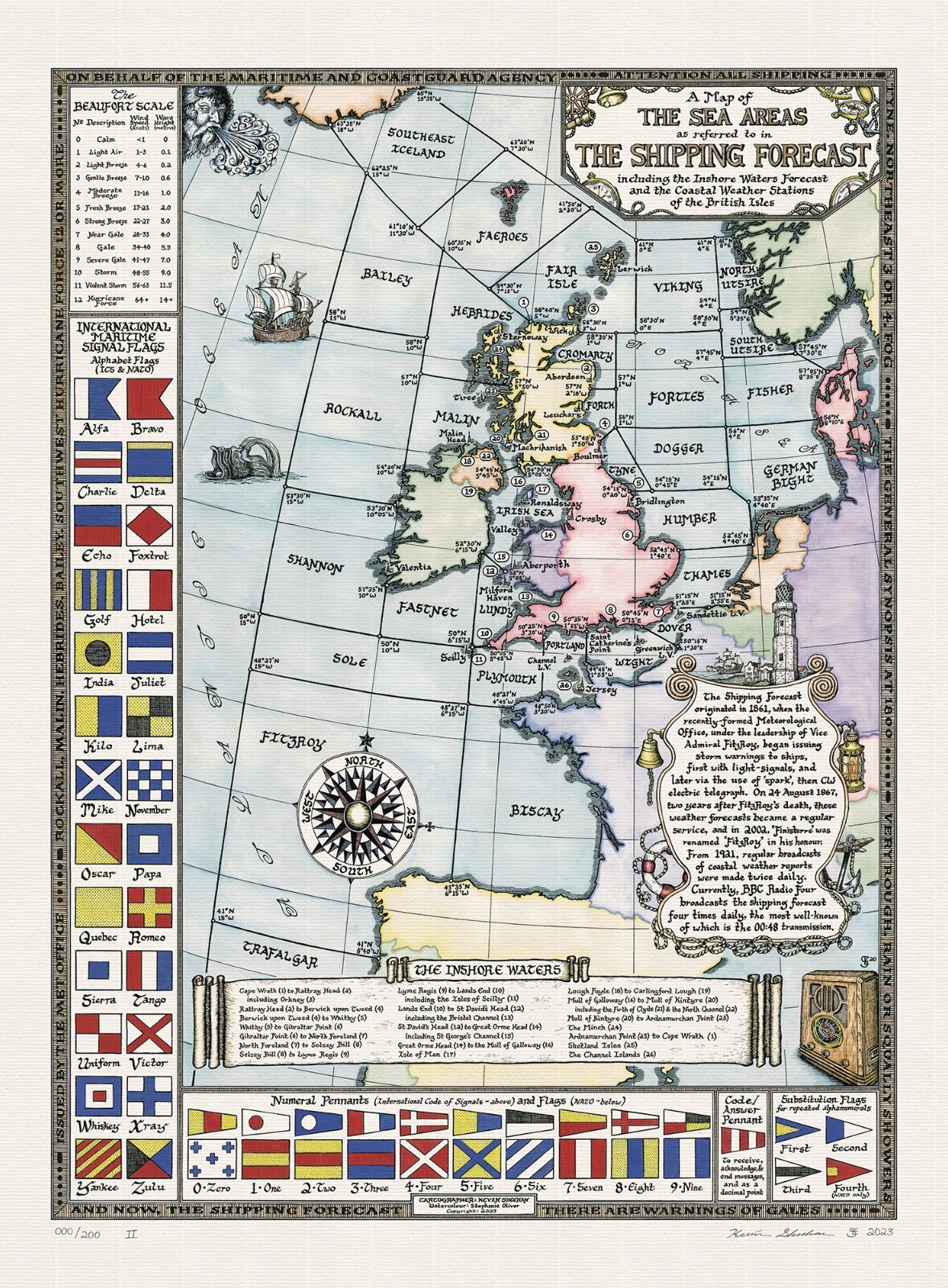 Colour Shipping Forecast Map – Fine Art Prints by Manuscript Maps