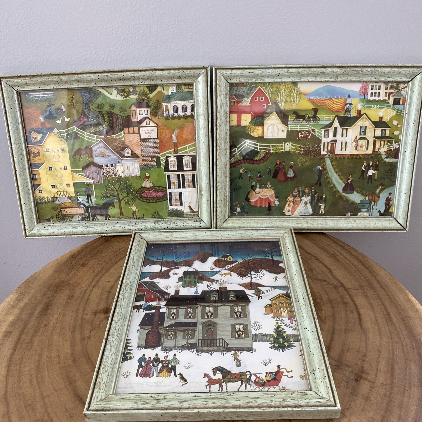 SET OF 3 – Vintage Linda Nelson Stocks Calendar Page Prints framed c.1987