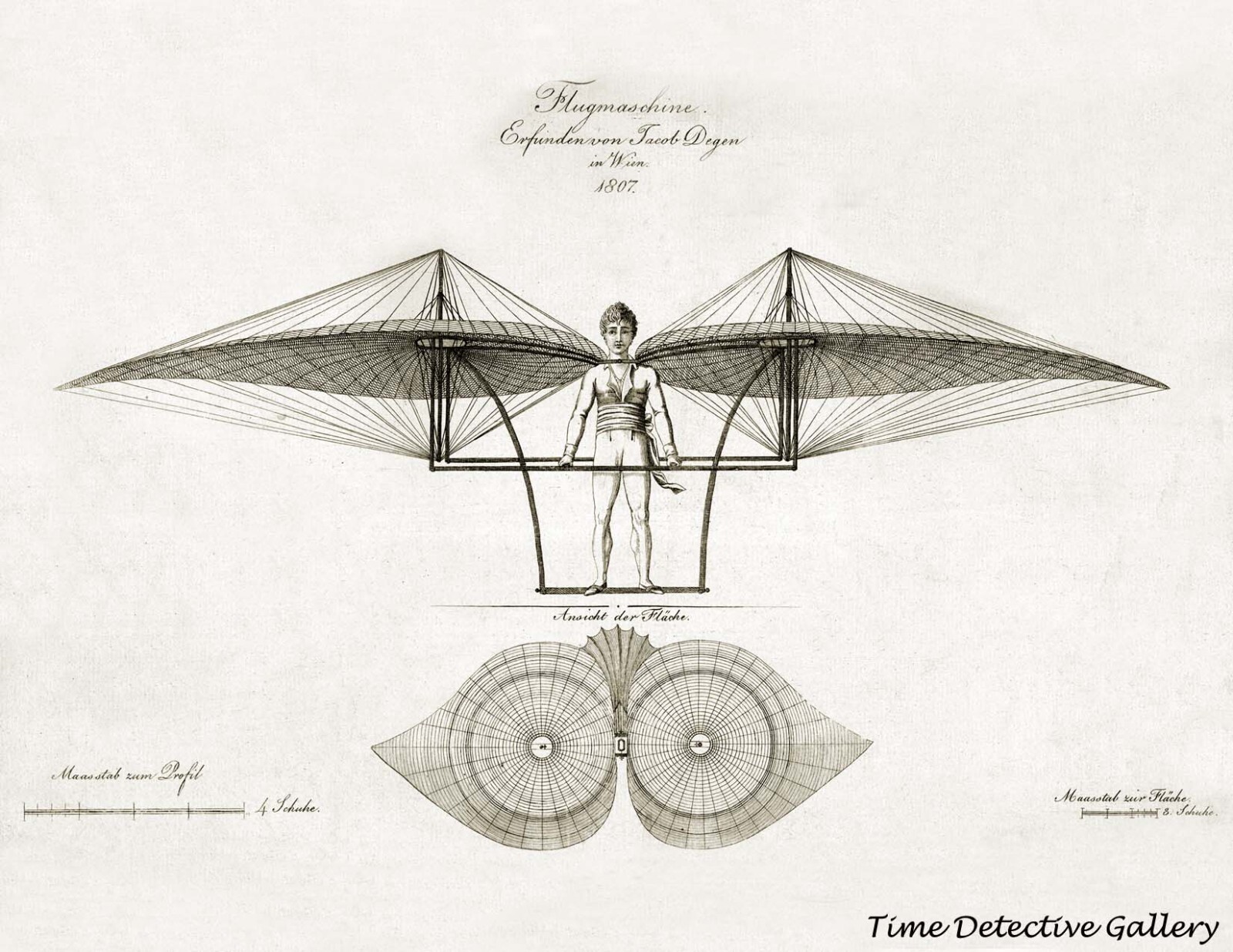 Illustration of Flugmaschine (Flying Machine) 1807 – Steampunk Print