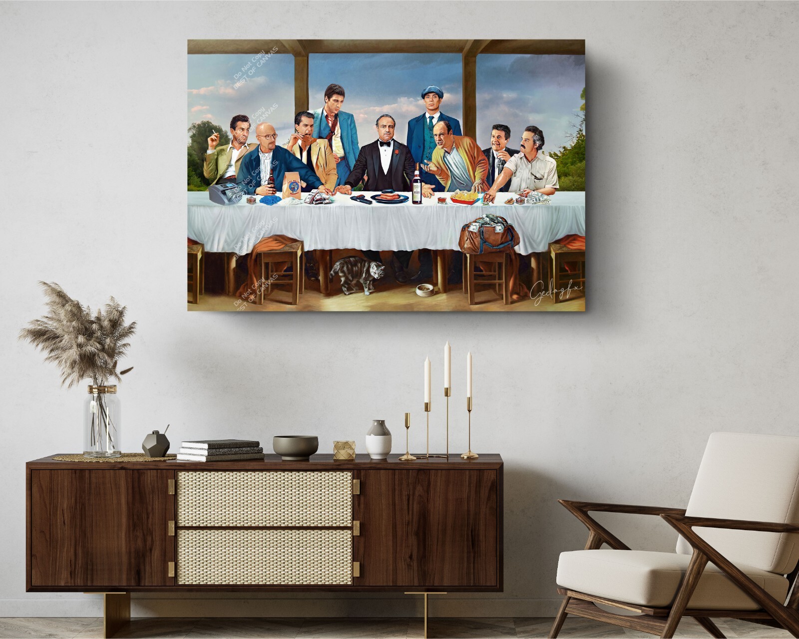 Last Supper Mafia Criminals Meeting Vito Corleone Canvas Print Art Décor