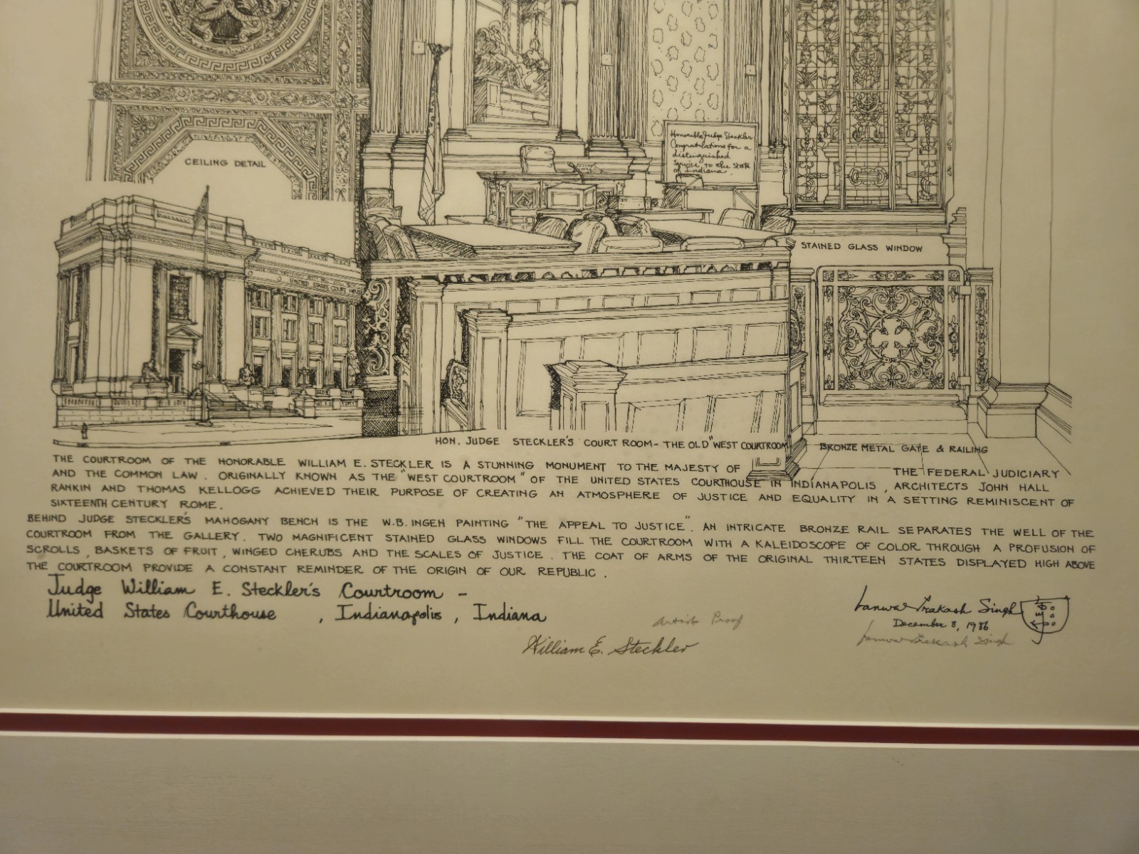 Judge William E. Steckler’s Courtroom, Indianapolis, IN 15″ x 17″ (Artist Proof)