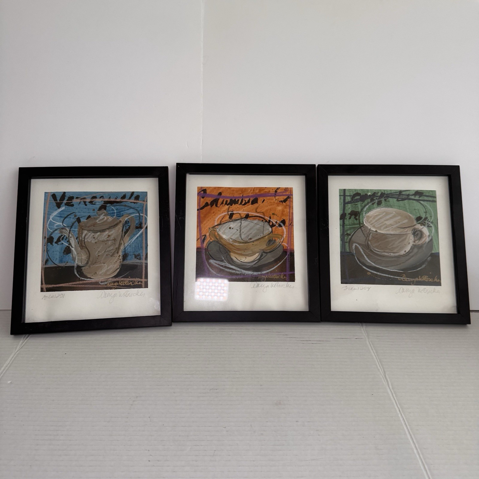 Artist Signed Coffee Cappuccino Espresso Kitchen Wall Art Beige Brown 8×8 in
