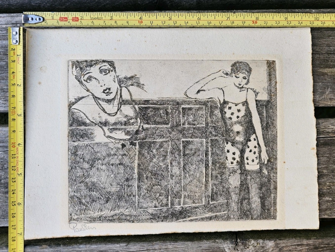 Mid Century European School Signed Etching Erotica Saucy Sleazy Paulier Gludiman